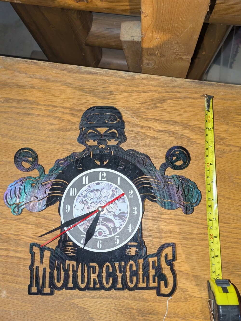Motorcycles Skull Rider Wall Clock -made From Vinyl Record